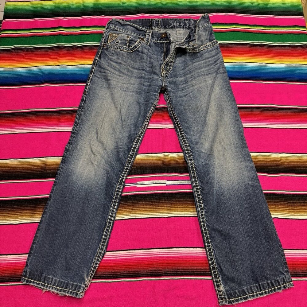 Vintage Y2K Silver Zac‎ Jeans Thick Stitch Fit 31x31